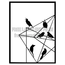 Birds on Geometric Branches Laser Cut Wall Art
