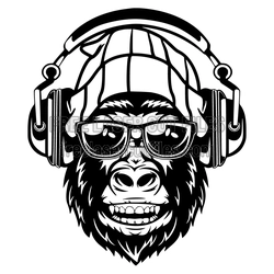 Cool Gorilla with Headphones Laser Cut Design