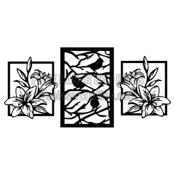 Floral Bird Botanical Panel Set, Ready to Cut Laser File