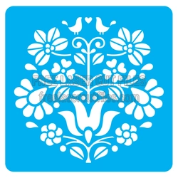 Folk Floral Bird Stencil Design, Laser Cut Free File