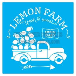 Lemon Farm Truck Stencil Design for Laser Cutting