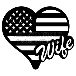 Wife Heart with USA Flag SVG, Ready to Cut Design