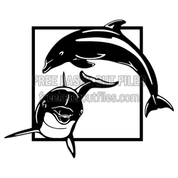 Dolphin Pair Wall Art Laser Cut File