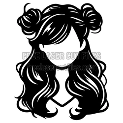 Girl Hairstyle Vector Template for Laser Cutting