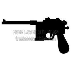 Luger Pistol Silhouette Laser Cut File, Ready to Cut