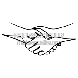 One-Line Handshake Clipart Laser Ready Free Vector Design