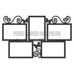 Decorative 5-Opening Collage Photo Frame SVG Laser Cut