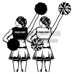 Cheerleader Pom Pom Girl Cut File, Custom Text Design