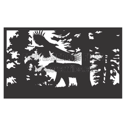 Forest Bear and Eagle Scene Laser Cut Wall Panel