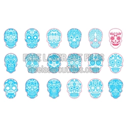 Sugar Skull Set of 18 Laser Cut Designs, Ready to Cut