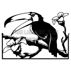 Toucan on Branch Laser Cut Bird Clipart Design