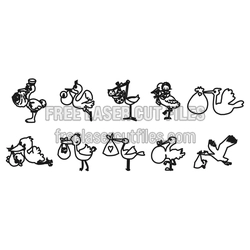 Baby Stork Nursery SVG Bundle for Laser Cutting