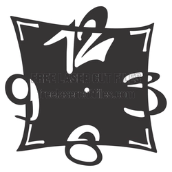 Decorative Square Wall Clock Laser Cut File