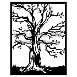 Elegant Tree Silhouette Laser Cut Wall Art Template