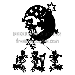 Girls in the Moon Clipart Laser Cut Design, Ready to Cut