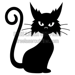 Halloween Cat Silhouette Laser Cut File, Ready to Cut