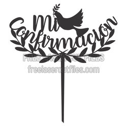 My Confirmation Cake Topper with Dove and Leaves