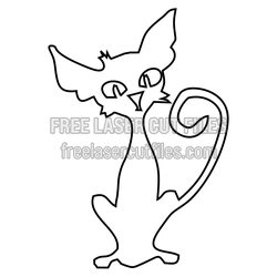 Stylized Cat Laser Cut File, Ready to Cut Halloween Design
