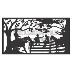 Cowboy Horse Rider Silhouette Laser Cut Scenic Panel