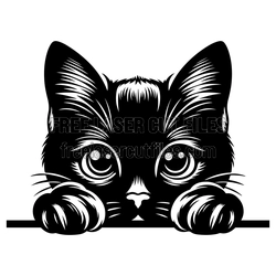 Cute Peeking Cat Silhouette Laser Cut File