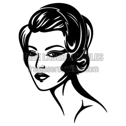 Retro Woman Face Laser Cut Vector Template