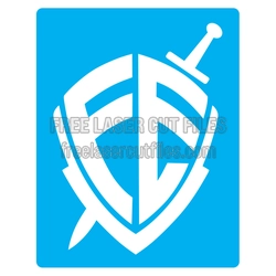 Sword Shield Monogram Style Stencil, Laser Ready Design