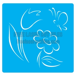 Floral Butterfly Stencil Design for Laser Cutting
