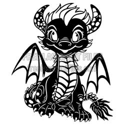 Cute Baby Dragon Clipart - Free Laser Cut Design