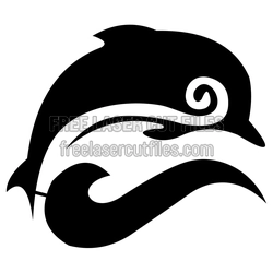 Dolphin Silhouette Laser Cut File, Free DXF Clipart