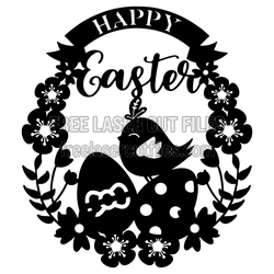 Happy Easter Egg Bird Floral Clipart Laser Cut Design