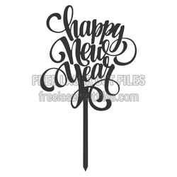 Happy New Year Cake Topper Laser Cut File