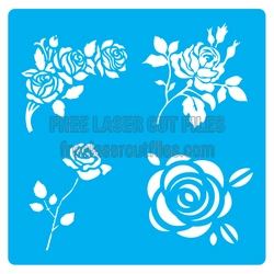 Rose Flower Stencil Set for Laser Cutting and Crafts