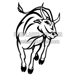 Charging Bull Buffalo Clipart Laser Cut File
