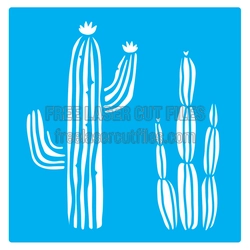 Desert Cactus Stencil Set for Laser Cutting, Ready to Cut