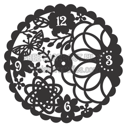 Floral Decorative Wall Clock Laser Cut File, Ready to Cut