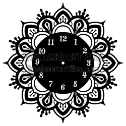 Ornate Floral Wall Clock Template with Numbered Dial