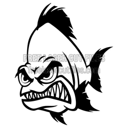 Angry Cartoon Fish Laser Cut SVG Template