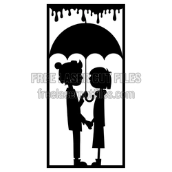 Couple with Umbrella Silhouette Laser Cut Wall Decor