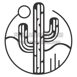 Desert Cactus Scene Round Laser Cut Design