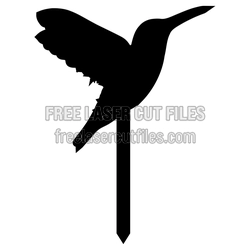 Floral Hummingbird Garden Stake Laser Cut File