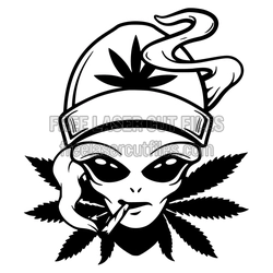 Smoking Alien with Cannabis Leaf Laser Cut Design
