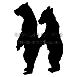Two Standing Bear Silhouettes Laser Cut File