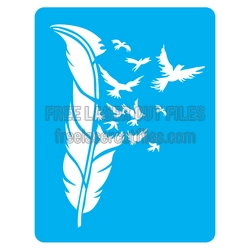 Feather and Birds Stencil Design, Laser Ready Cut File