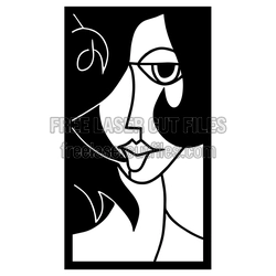 Abstract Woman Face Portrait Laser Cut Vector