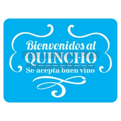 Welcome Quincho Sign Stencil with Decorative Flourishes