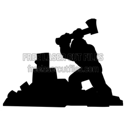 Firewood Cutter Silhouette Laser Cut File, Ready to Cut