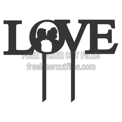 Love Wedding Cake Topper Laser Cut File, Ready to Cut