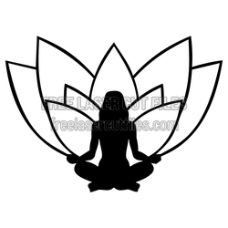 Meditating Yoga Woman with Lotus Flower Cut File
