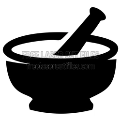Mortar and Pestle Medical Symbol Clipart, Laser Ready