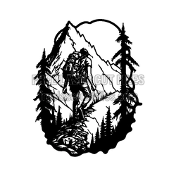 Mountain Hiker Scene Laser Cut File for DIY Decor